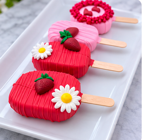 Classic Charm decorated cookies, macarons, cheesecake shooters and cakesicles