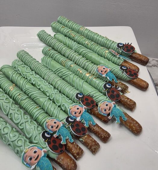 A Dozen Chocolate Covered rod Pretzels